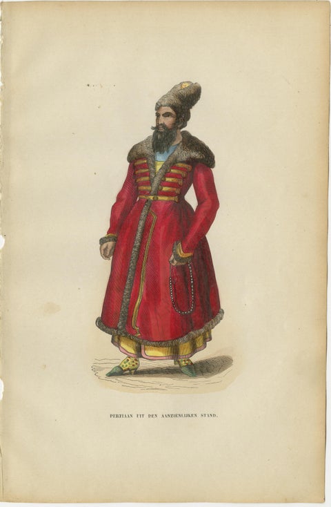 Antique Persian Costume Prints, Hand-Colored Orientalist Lithographs, 1852, view 2