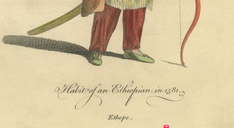 Habit of an Ethiopian, Early Ethnographic Costume Engraving, 1749, close-up 2