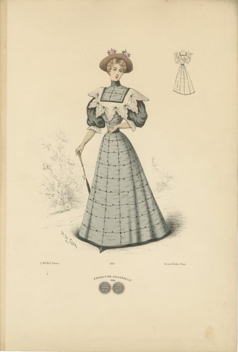 Victorian Refinement: Fashion Lithograph by L. Michau and M. de Solar, 1889, view 2