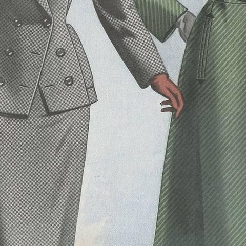 Vintage Fashion Print 'Pl. 14211' Published in Ladies Styles, 1951, close-up 2