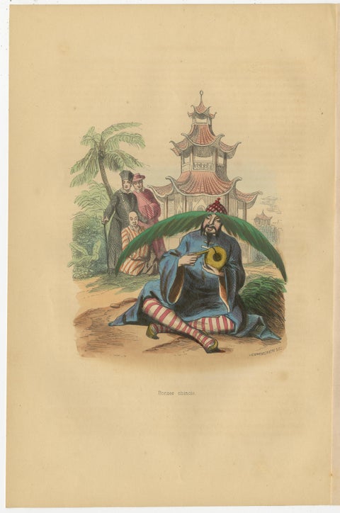 Chinese Cultural Figures in 1844 Wahlen Lithographs of Dress and Traditions, view 3