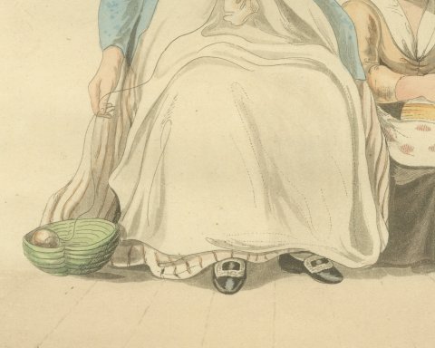 Woman and Child of Friesland, Frisian Dress, Antique Ackermann Print, 1817, close-up 3
