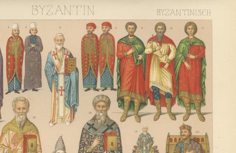 Byzantine Costume Study by Racinet, Imperial & Clerical Dress, 1888, close-up 3