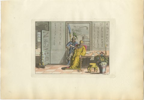 Chinese Interior Scene with Official and Guard, Ferrario Costume Series, 1815, view 2