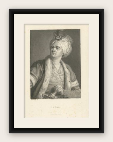 Le Kain in Oriental Costume, French Theatre Portrait Engraving, 1788, shown framed