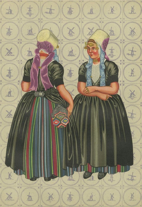 Lithograph of Walcheren Women’s Daily Dress with Bonnets and Beuk, ca. 1860–1890, close-up 6