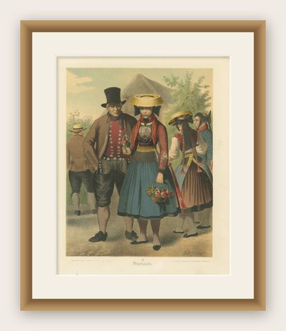 Vierlande Traditional Costume, near Hamburg, Northern Germany, c.1875, shown framed