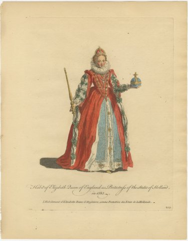 Elizabeth Queen of England as Protectress of Holland in 1585, Jefferys, 1757, view 2