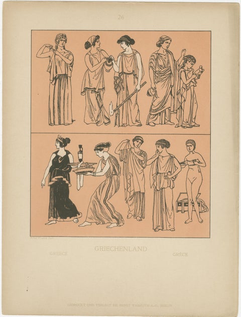Set of 9 Antique Greek Costume and Antiquity Prints by Wasmuth, Berlin c.1900, view 7