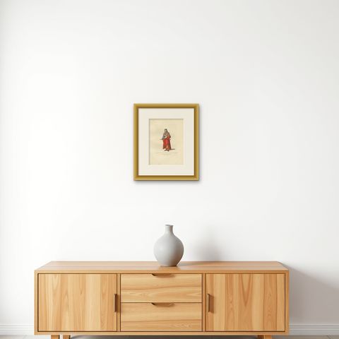 Antique Print of a Nobleman from Milan, 15th Century, by Bonnard, 1860, shown framed on a wall