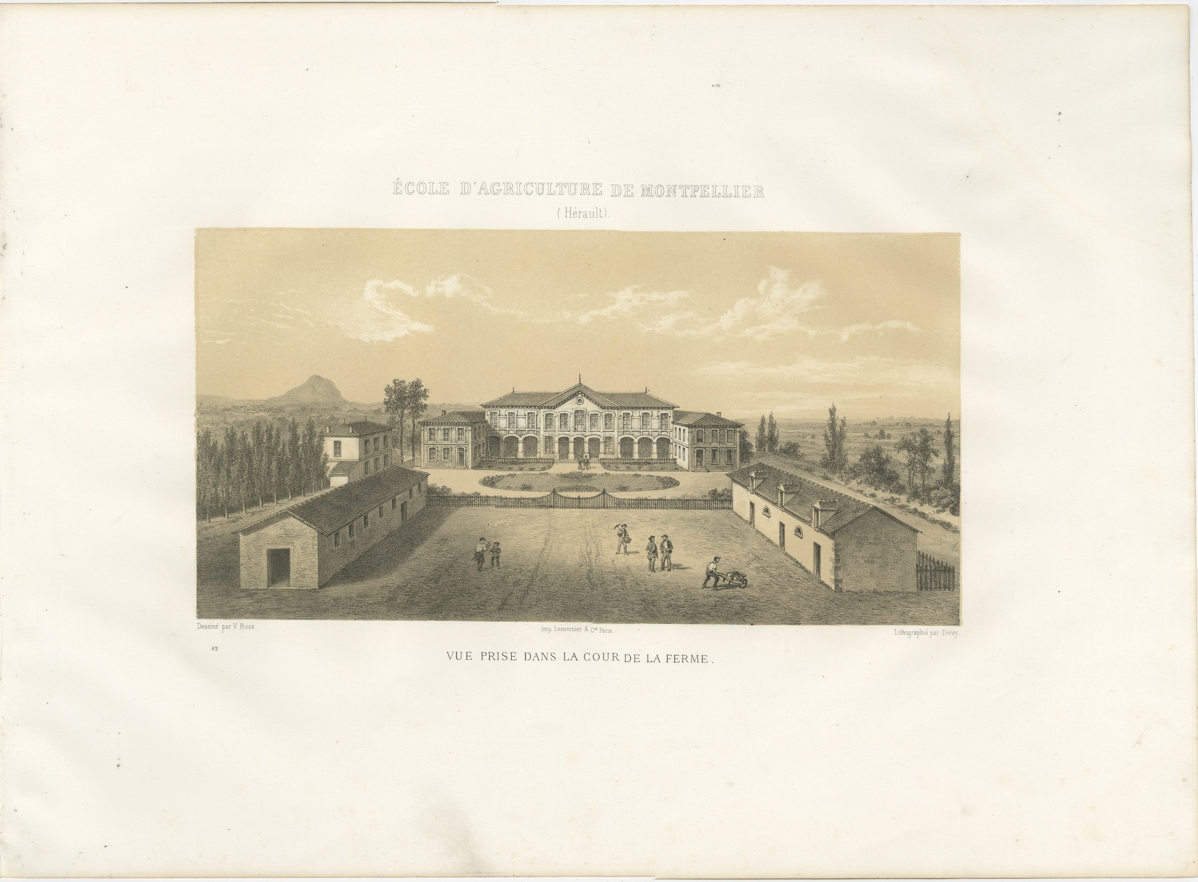 Montpellier Agricultural School Farm Court, Antique Print, 1873, view 2