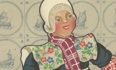 Spakenburg Women in Sunday Dress with Child, Dutch Costume Print (1932), close-up 3