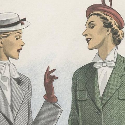 Vintage Fashion Print 'Pl. 14215' Published in Ladies Styles, 1951, close-up 1