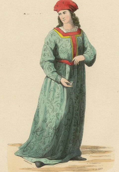 Aristocratic Elegance in the Court of King Henry VI: A Noble Lord Dressep Up, close-up 1