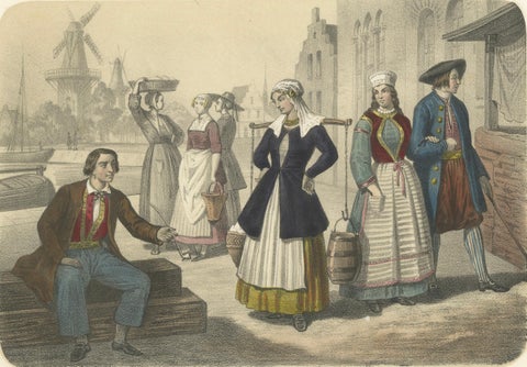 Dutch Regional Costumes, North Holland and Zuyderzee Figures, c.1845, close-up 1