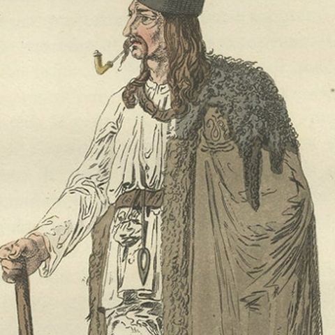 Original Hand-Colored Antique Costume Print of a Peasant from Hungary, 1804, close-up 1