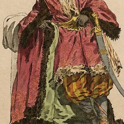 Antique Costume Print, Indian Chief, Exotic Dress & Arms, 1749, close-up 6