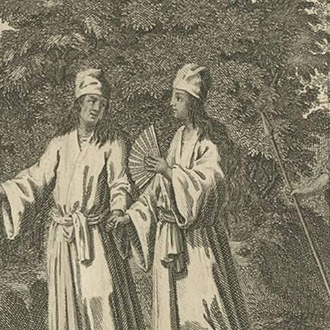 Antique Print of the Clothing of the Tonkin People ‘Vietnam’ by I. Tirion, 1730, close-up 2