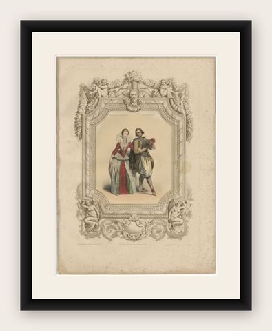 Henri IV & Marie de' Medici French Court Costume Lithograph, 1847, shown framed