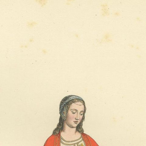 Antique Print of a Noblewoman from Milan in Italy, by Bonnard, 1860, close-up 1
