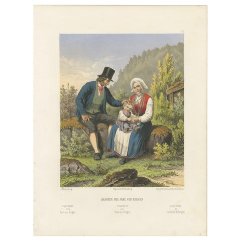 Norwegian Folk Costumes from Fane near Bergen, Tonsberg Edition, 1860s