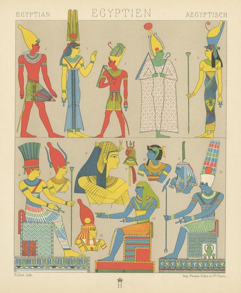 Antique Print of Ancient Egyptian Costumes by Racinet, 1888, view 2