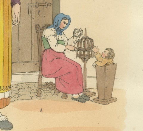 Italian Costume, Female of Vercelli, Hand-Coloured Print by R. Bridgens, 1835, close-up 4