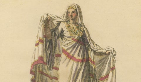 Barbary Ladies in Morning and Ceremonial Dress in 1700, Costume Engravings, 1749, close-up 4