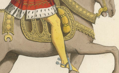 Mounted Nobleman in Parade Dress, Italian Renaissance Equestrian Portrait, 1845, close-up 4