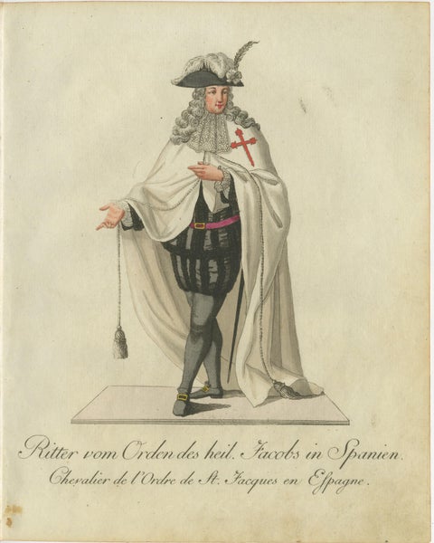 Knight of the Order of St. James in Spain - Historical Costume Engraving, 1791, view 2