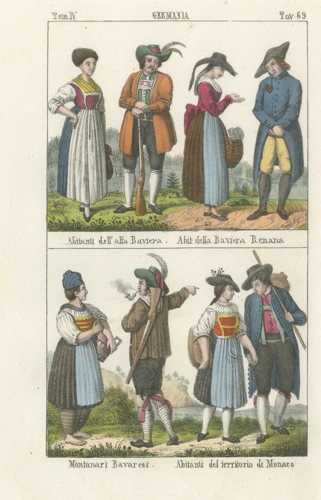 Costume of Upper Bavaria, the Bavarian Palatinate and Munich, Lithograph, 1842