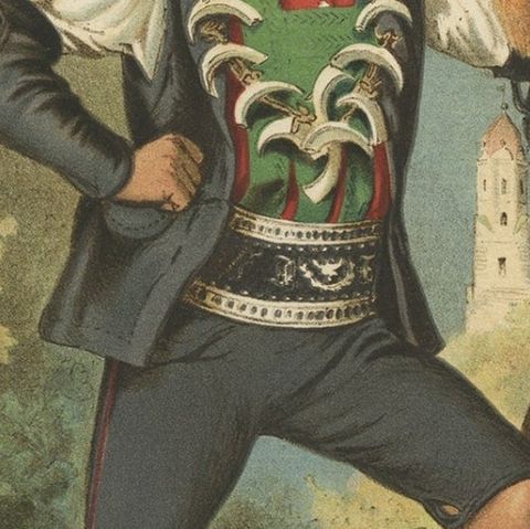 Original Costume Print of South Tyrol, Austria, a Merana Vineyard Keeper, 1870, close-up 3