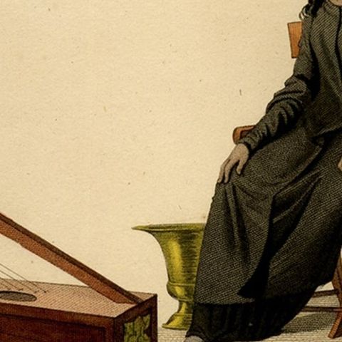 Print of Timorese Ladies Playing Harp & Drinking Tea in Kupang, Indonesia, 1825, close-up 2