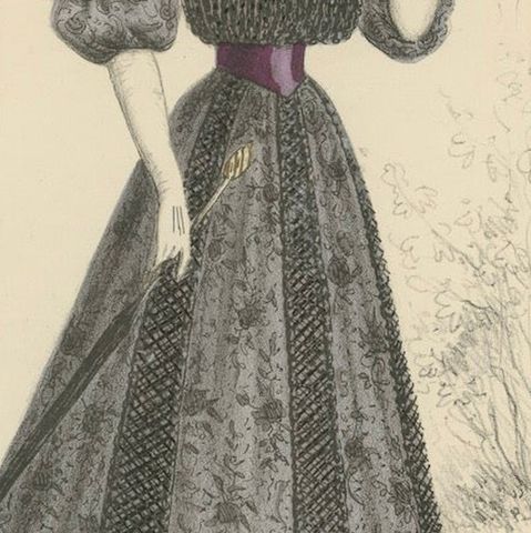 Victorian Grace: Fashion Lithograph by L. Michau and M. de Solar from 1889, close-up 5