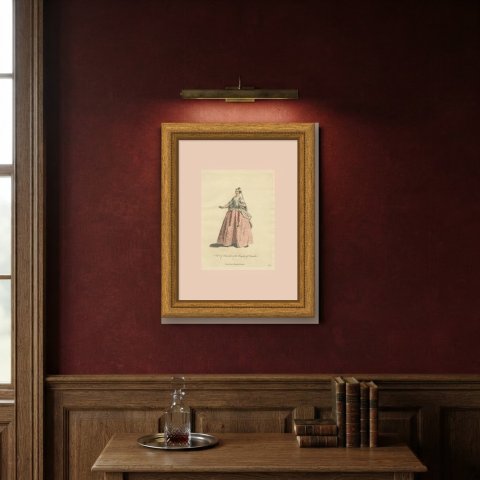 Imoinda in the Tragedy of Oroonoko, Front View, Georgian Stage, Jefferys 1757, shown framed on a wall