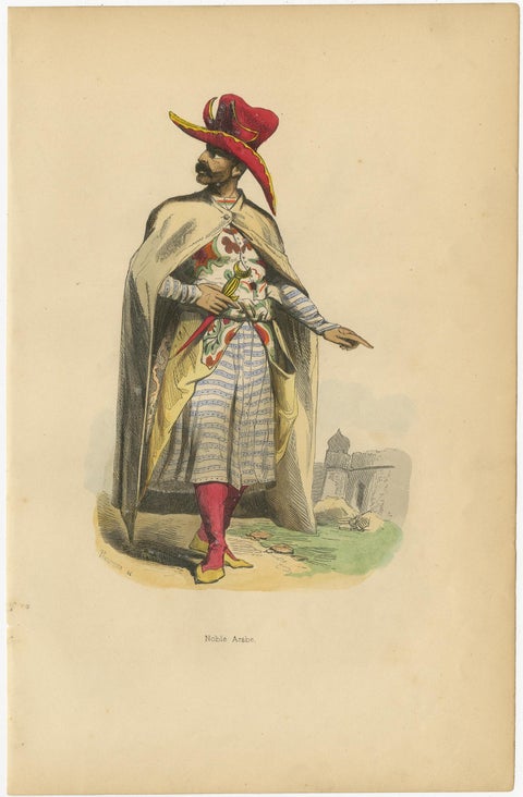 Original Antique Hand-Colored Print an Arab Nobleman, 1843, view 2