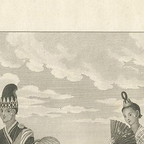 Antique Print of Burmese Costumes by Symes, '1800', close-up 1