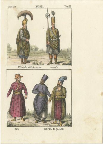 Officer of the Guards, Guard, Mute and Palace Guard, Lithograph, 1842, view 2
