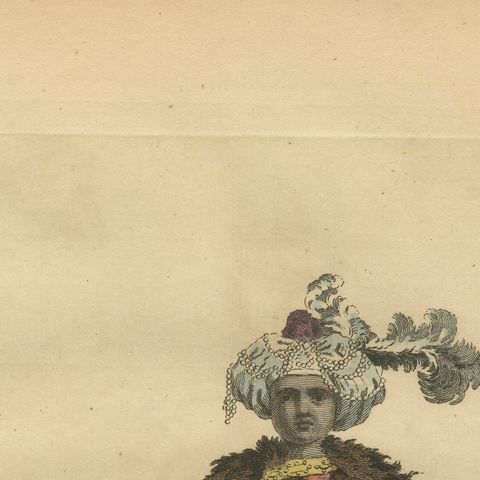 Ottoman Chief Black Eunuch Costume Print, Hand-Colored, 1749, close-up 5