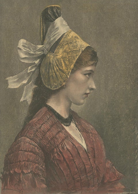 Linzerin, Austrian Folk Costume Print after Eduard Payer, ca. 1880, close-up 2