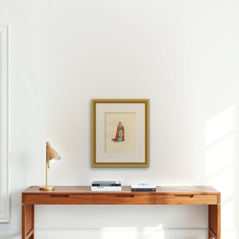 Antique Print of a Noblewoman from Milan in Italy, by Bonnard, 1860, shown framed on a wall