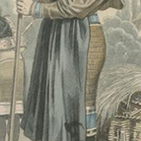 Antique Costume Print of a Peasant Girl from Saxony-Altenburg, Germany ca.1876, close-up 2