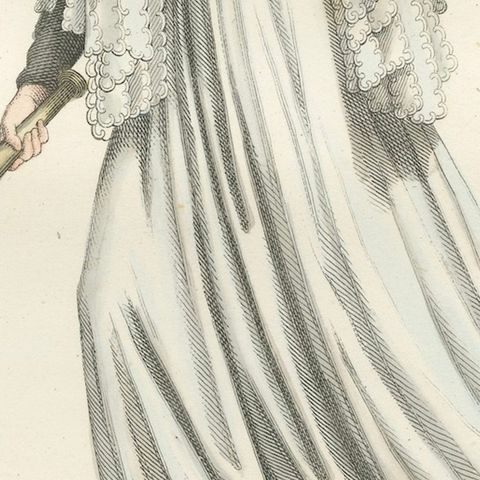 Medieval Tennis Costume Study, Hand-Colored Lithograph c.1845, close-up 6