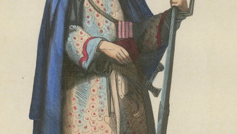 Antique Durrani Afghan Warrior Print, Hand-Colored Costume Lithograph 1852, close-up 3