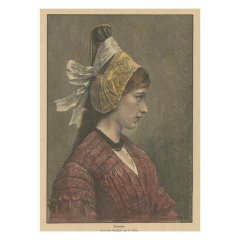Linzerin, Austrian Folk Costume Print after Eduard Payer, ca. 1880