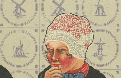 Colorful Doornspyk Market Women in Apenjak Coats, Dutch Costume Print, 1932, close-up 2
