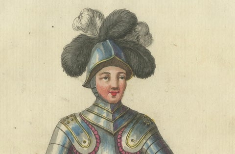 Knight of the Teutonic Order: 1791 Hand-Colored Engraving in Reception Attire, close-up 3