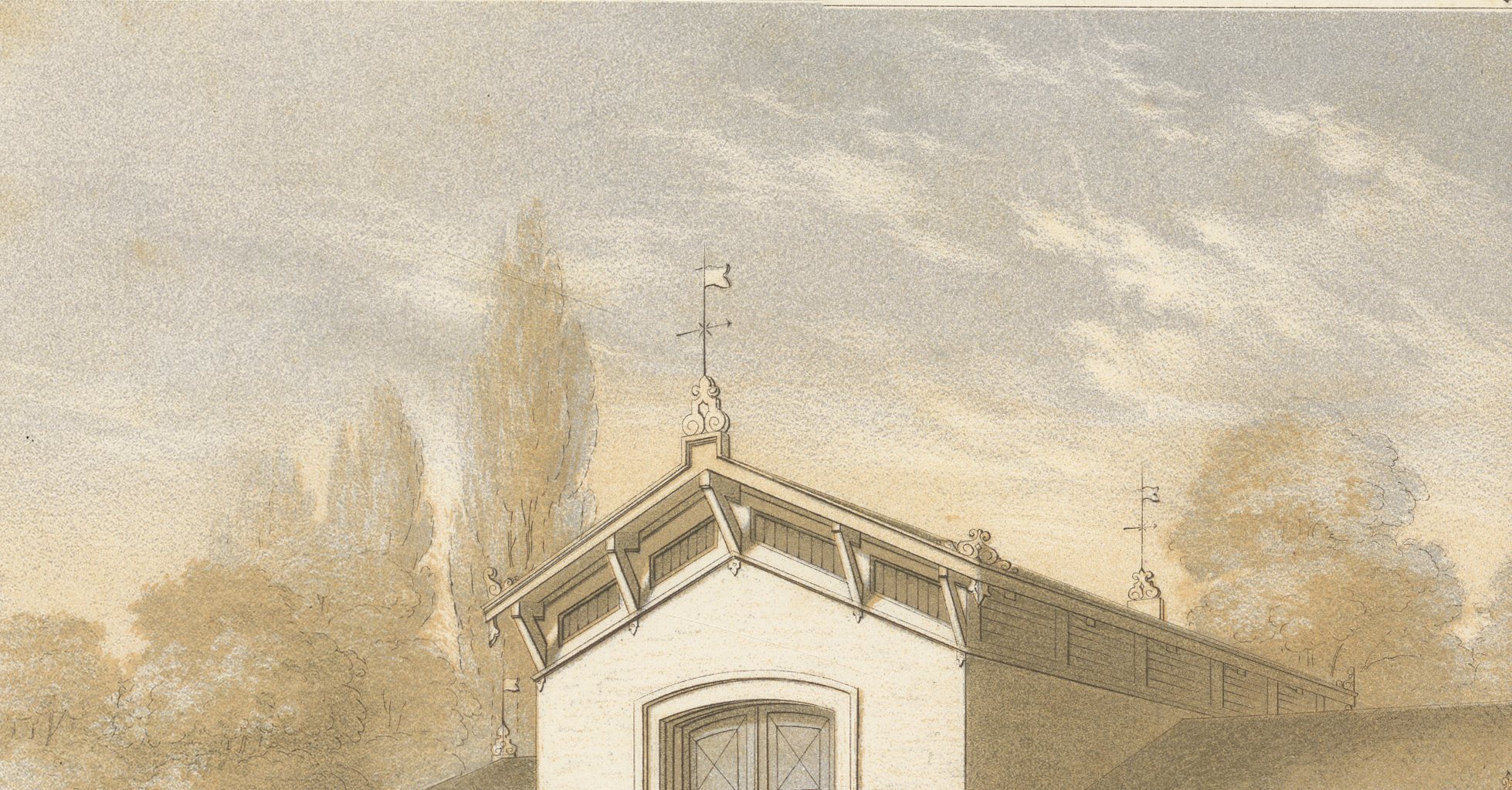 Coach House, Mijnsheerenland, Dutch Architecture Print, Leliman, 1865-1866, view 4