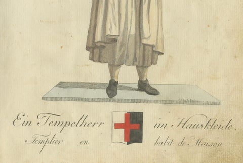 Knight Templar in Traditional House Attire: A Rare 1791 Hand-Colored Engraving, close-up 1