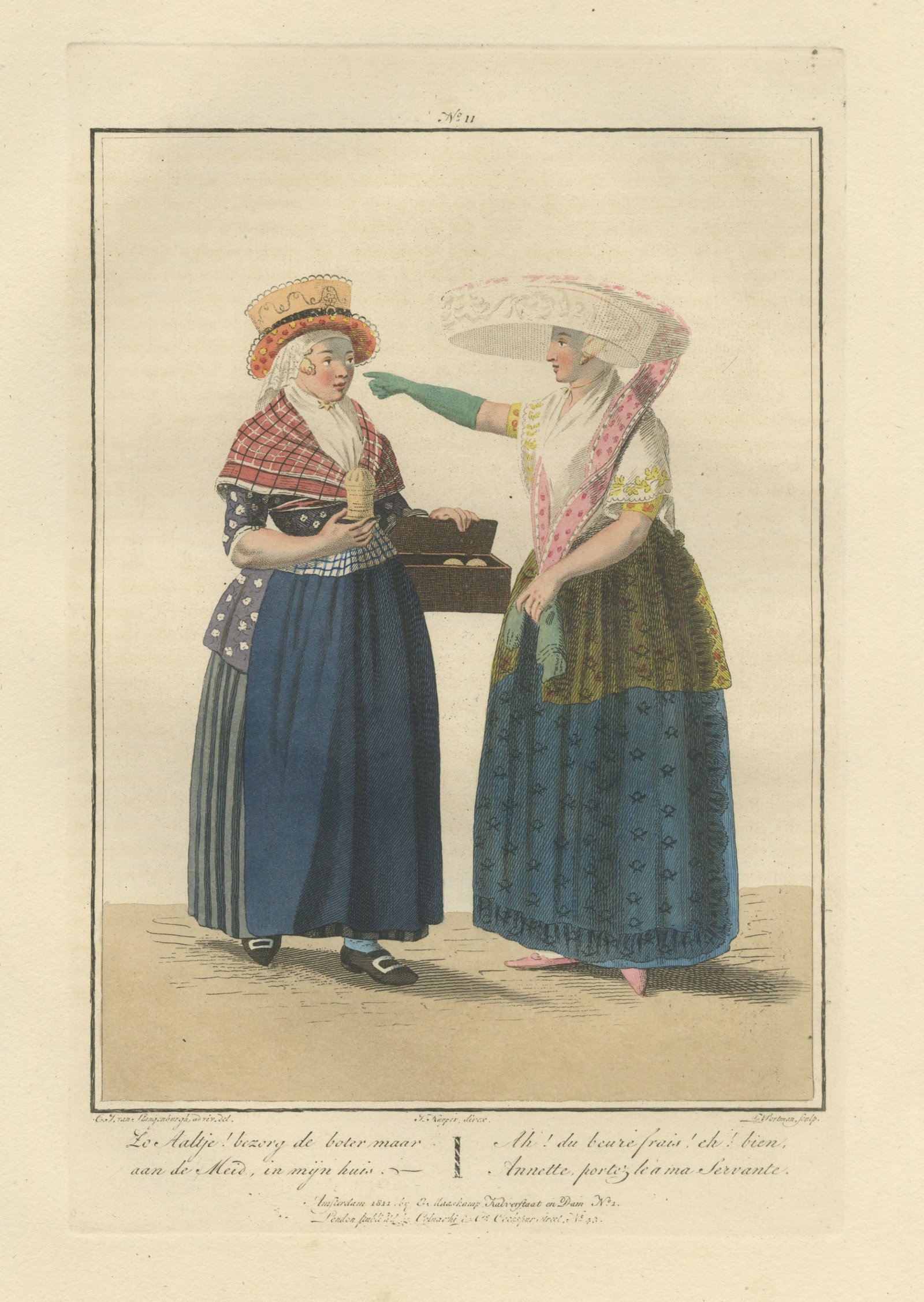 Fresh Butter for the Maid, Dutch Costume Print, Maaskamp, 1811